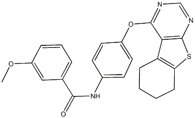 3-methoxy-N-[4-(5,6,7,8-tetrahydro[1]benzothieno[2,3-d]pyrimidin-4-yloxy)phenyl]benzamide Struktur