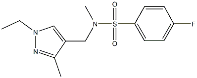 N-[(1-ethyl-3-methyl-1H-pyrazol-4-yl)methyl]-4-fluoro-N-methylbenzenesulfonamide Struktur