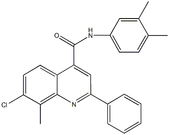 7-chloro-N-(3,4-dimethylphenyl)-8-methyl-2-phenyl-4-quinolinecarboxamide Struktur