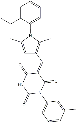 5-{[1-(2-ethylphenyl)-2,5-dimethyl-1H-pyrrol-3-yl]methylene}-1-(3-methylphenyl)-2,4,6(1H,3H,5H)-pyrimidinetrione Struktur