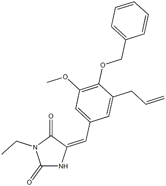 5-[3-allyl-4-(benzyloxy)-5-methoxybenzylidene]-3-ethyl-2,4-imidazolidinedione Struktur