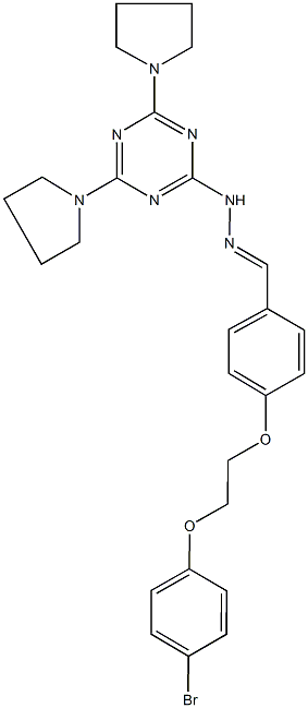 4-[2-(4-bromophenoxy)ethoxy]benzaldehyde [4,6-di(1-pyrrolidinyl)-1,3,5-triazin-2-yl]hydrazone Struktur