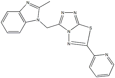 2-methyl-1-{[6-(2-pyridinyl)[1,2,4]triazolo[3,4-b][1,3,4]thiadiazol-3-yl]methyl}-1H-benzimidazole Struktur