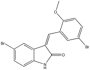 5-bromo-3-(5-bromo-2-methoxybenzylidene)-1,3-dihydro-2H-indol-2-one Struktur