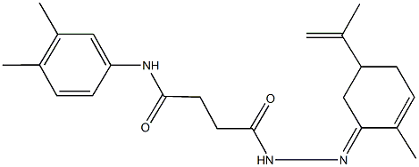 N-(3,4-dimethylphenyl)-4-[2-(5-isopropenyl-2-methylcyclohex-2-en-1-ylidene)hydrazino]-4-oxobutanamide Struktur