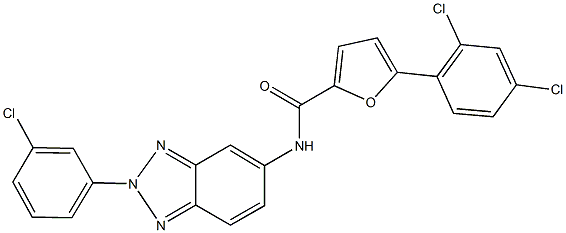 N-[2-(3-chlorophenyl)-2H-1,2,3-benzotriazol-5-yl]-5-(2,4-dichlorophenyl)-2-furamide Struktur