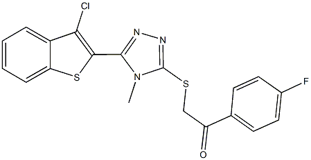 2-{[5-(3-chloro-1-benzothien-2-yl)-4-methyl-4H-1,2,4-triazol-3-yl]sulfanyl}-1-(4-fluorophenyl)ethanone Struktur