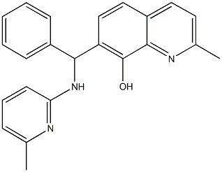 2-methyl-7-[[(6-methyl-2-pyridinyl)amino](phenyl)methyl]-8-quinolinol Struktur