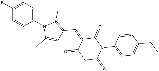 1-(4-ethylphenyl)-5-{[1-(4-fluorophenyl)-2,5-dimethyl-1H-pyrrol-3-yl]methylene}-2-thioxodihydro-4,6(1H,5H)-pyrimidinedione Struktur