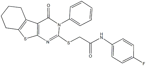 N-(4-fluorophenyl)-2-[(4-oxo-3-phenyl-3,4,5,6,7,8-hexahydro[1]benzothieno[2,3-d]pyrimidin-2-yl)sulfanyl]acetamide Struktur