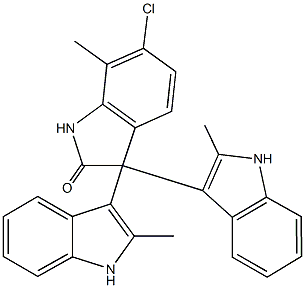 3,3-bis(2-methyl-1H-indol-3-yl)-6-chloro-7-methyl-1,3-dihydro-2H-indol-2-one Struktur