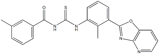 N-(3-methylbenzoyl)-N'-(2-methyl-3-[1,3]oxazolo[4,5-b]pyridin-2-ylphenyl)thiourea Struktur