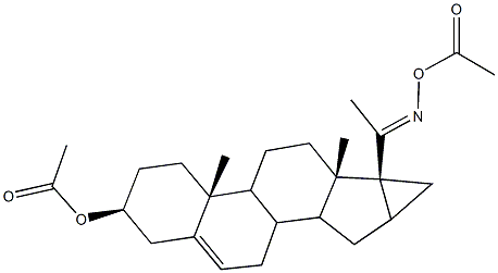 6b-[N-(acetyloxy)ethanimidoyl]-4a,6a-dimethyl-1,2,3,4,4a,4b,5,6,6a,6b,7,7a,8,8a,8b,9-hexadecahydrocyclopropa[3,4]cyclopenta[1,2-a]phenanthren-2-yl acetate Struktur