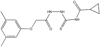 N-({2-[(3,5-dimethylphenoxy)acetyl]hydrazino}carbothioyl)cyclopropanecarboxamide Struktur