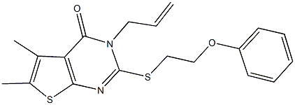 3-allyl-5,6-dimethyl-2-[(2-phenoxyethyl)sulfanyl]thieno[2,3-d]pyrimidin-4(3H)-one Struktur