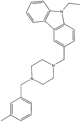 9-ethyl-3-{[4-(3-methylbenzyl)-1-piperazinyl]methyl}-9H-carbazole Struktur