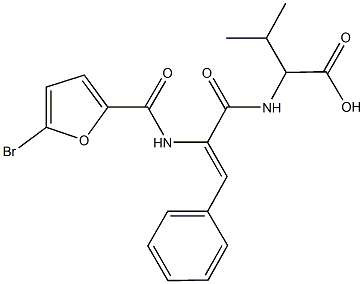 N-{2-[(5-bromo-2-furoyl)amino]-3-phenylacryloyl}valine Struktur