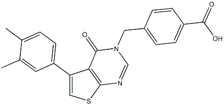 4-[(5-(3,4-dimethylphenyl)-4-oxothieno[2,3-d]pyrimidin-3(4H)-yl)methyl]benzoic acid Struktur