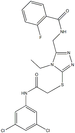 N-[(5-{[2-(3,5-dichloroanilino)-2-oxoethyl]sulfanyl}-4-ethyl-4H-1,2,4-triazol-3-yl)methyl]-2-fluorobenzamide Struktur