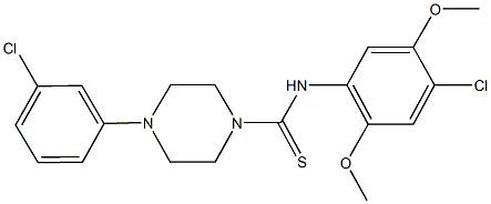 N-(4-chloro-2,5-dimethoxyphenyl)-4-(3-chlorophenyl)-1-piperazinecarbothioamide Struktur