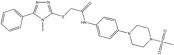 2-[(4-methyl-5-phenyl-4H-1,2,4-triazol-3-yl)sulfanyl]-N-{4-[4-(methylsulfonyl)-1-piperazinyl]phenyl}acetamide Struktur