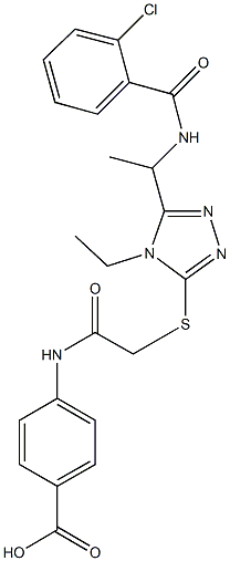 4-({[(5-{1-[(2-chlorobenzoyl)amino]ethyl}-4-ethyl-4H-1,2,4-triazol-3-yl)thio]acetyl}amino)benzoicacid Struktur