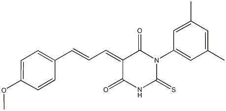 1-(3,5-dimethylphenyl)-5-[3-(4-methoxyphenyl)prop-2-enylidene]-2-thioxodihydropyrimidine-4,6(1H,5H)-dione Struktur