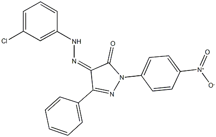 1-{4-nitrophenyl}-3-phenyl-1H-pyrazole-4,5-dione 4-[(3-chlorophenyl)hydrazone] Struktur