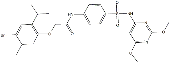 2-(4-bromo-2-isopropyl-5-methylphenoxy)-N-(4-{[(2,6-dimethoxypyrimidin-4-yl)amino]sulfonyl}phenyl)acetamide Struktur