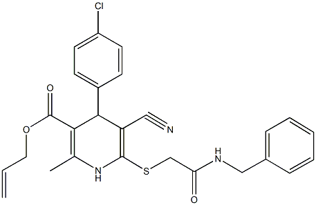 allyl 6-{[2-(benzylamino)-2-oxoethyl]sulfanyl}-4-(4-chlorophenyl)-5-cyano-2-methyl-1,4-dihydropyridine-3-carboxylate Struktur