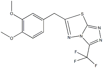 6-(3,4-dimethoxybenzyl)-3-(trifluoromethyl)[1,2,4]triazolo[3,4-b][1,3,4]thiadiazole Struktur