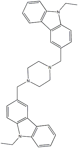 9-ethyl-3-({4-[(9-ethyl-9H-carbazol-3-yl)methyl]-1-piperazinyl}methyl)-9H-carbazole Struktur