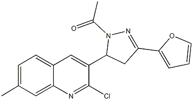 3-[1-acetyl-3-(2-furyl)-4,5-dihydro-1H-pyrazol-5-yl]-2-chloro-7-methylquinoline Struktur