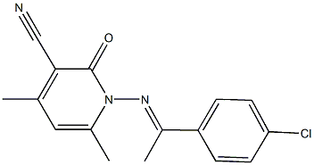 1-{[1-(4-chlorophenyl)ethylidene]amino}-4,6-dimethyl-2-oxo-1,2-dihydropyridine-3-carbonitrile Struktur