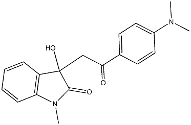 3-{2-[4-(dimethylamino)phenyl]-2-oxoethyl}-3-hydroxy-1-methyl-1,3-dihydro-2H-indol-2-one Struktur