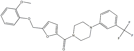 1-{5-[(2-methoxyphenoxy)methyl]-2-furoyl}-4-[3-(trifluoromethyl)phenyl]piperazine Struktur