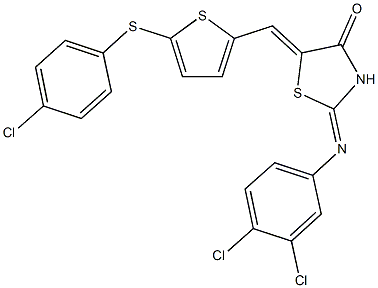 5-({5-[(4-chlorophenyl)sulfanyl]thien-2-yl}methylene)-2-[(3,4-dichlorophenyl)imino]-1,3-thiazolidin-4-one Struktur