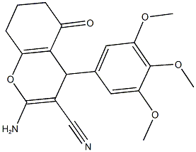 2-amino-5-oxo-4-(3,4,5-trimethoxyphenyl)-5,6,7,8-tetrahydro-4H-chromene-3-carbonitrile Struktur