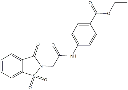 ethyl 4-{[(1,1-dioxido-3-oxo-1,2-benzisothiazol-2(3H)-yl)acetyl]amino}benzoate Struktur