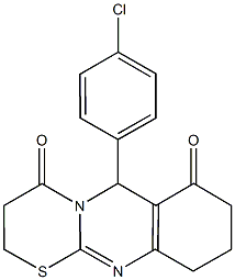 6-(4-chlorophenyl)-2,3,6,8,9,10-hexahydro-4H,7H-[1,3]thiazino[2,3-b]quinazoline-4,7-dione Struktur