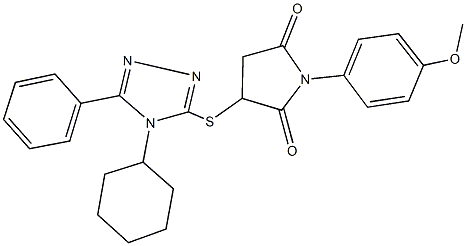 3-[(4-cyclohexyl-5-phenyl-4H-1,2,4-triazol-3-yl)sulfanyl]-1-(4-methoxyphenyl)-2,5-pyrrolidinedione Struktur