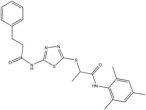 N-mesityl-2-({5-[(3-phenylpropanoyl)amino]-1,3,4-thiadiazol-2-yl}sulfanyl)propanamide Struktur