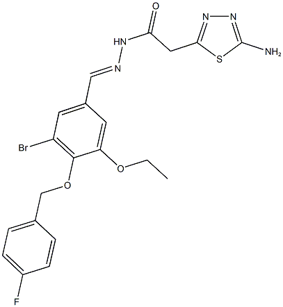 2-(5-amino-1,3,4-thiadiazol-2-yl)-N'-{3-bromo-5-ethoxy-4-[(4-fluorobenzyl)oxy]benzylidene}acetohydrazide Struktur