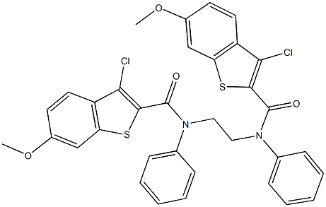 3-chloro-N-(2-{[(3-chloro-6-methoxy-1-benzothien-2-yl)carbonyl]anilino}ethyl)-6-methoxy-N-phenyl-1-benzothiophene-2-carboxamide Struktur