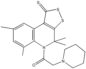 4,4,6,8-tetramethyl-5-(1-piperidinylacetyl)-4,5-dihydro-1H-[1,2]dithiolo[3,4-c]quinoline-1-thione Struktur