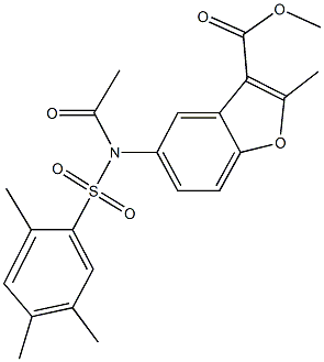 methyl 5-{acetyl[(2,4,5-trimethylphenyl)sulfonyl]amino}-2-methyl-1-benzofuran-3-carboxylate Struktur