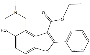 ethyl 4-[(dimethylamino)methyl]-5-hydroxy-2-phenyl-1-benzofuran-3-carboxylate Struktur