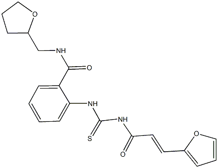 2-[({[3-(2-furyl)acryloyl]amino}carbothioyl)amino]-N-(tetrahydro-2-furanylmethyl)benzamide Struktur