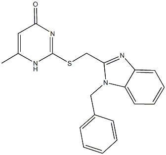 2-{[(1-benzyl-1H-benzimidazol-2-yl)methyl]sulfanyl}-6-methyl-4(1H)-pyrimidinone Struktur