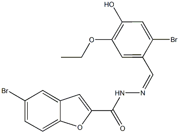 5-bromo-N'-(2-bromo-5-ethoxy-4-hydroxybenzylidene)-1-benzofuran-2-carbohydrazide Struktur